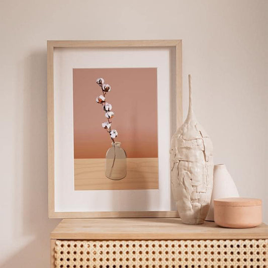 vase with cotton branch poster